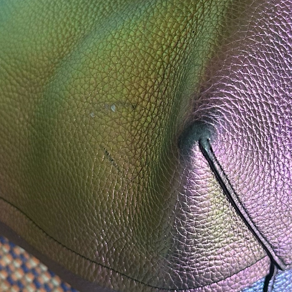 Coach Iridescent Green and Purple Pebbled Leather Tote - Picture 6 of 8